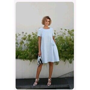 La Muse Women's Linen Blend Dress Summer Kiss 87% linen 13% cotton Size L 300$